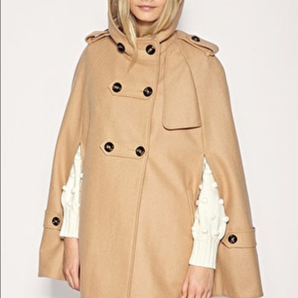 Asos Hooded Wool Trench Cape Coat